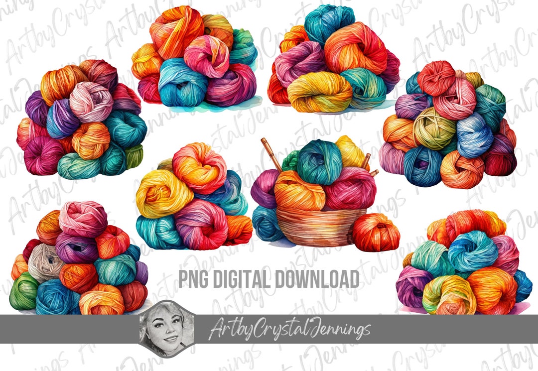 Colorful Knitting Yarn Instant Download, Crochet Gift PNG DIGITAL
