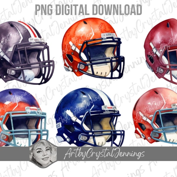 Football Helmet Design, Watercolor Football Instant Download, Football PNG DIGITAL DOWNLOADS Football Clip Art, Football Helmet Sports Gift