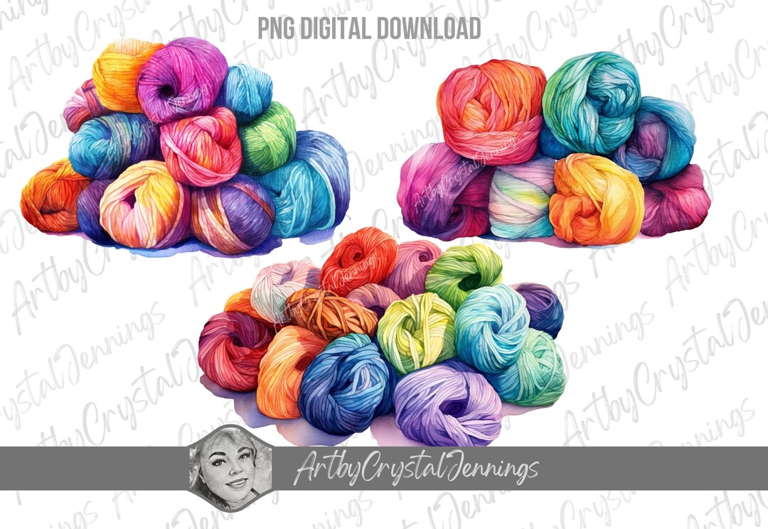 Colorful Knitting Yarn Instant Download, Crochet Gift PNG DIGITAL