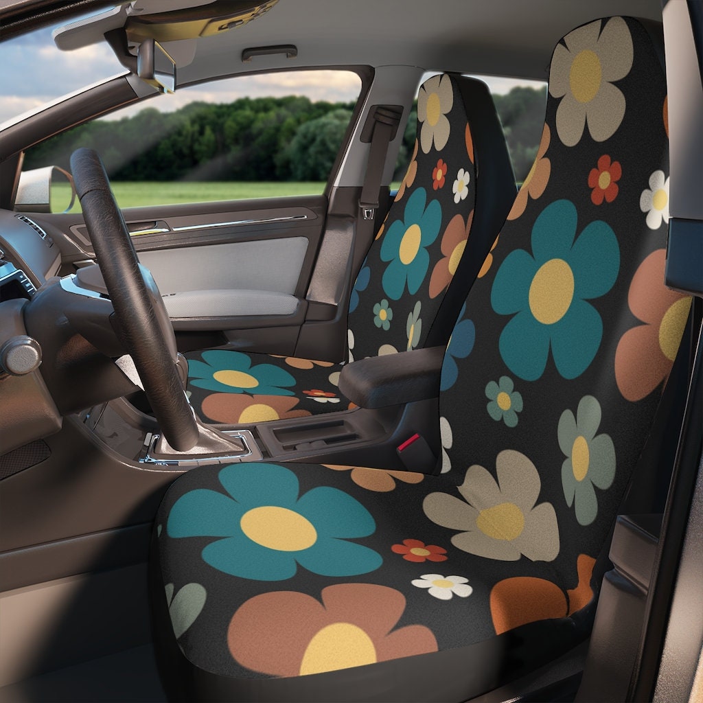 Pzuqiu Hippie Floral Power Seat Covers for Cars for Women Car