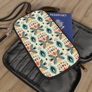 Porta pasaporte boho, Cartera para pasaporte con varios compartimentos, Regalo de viaje, Regalo de vacaciones, Cartera con correa, Cartera para tarjetas de crédito boho