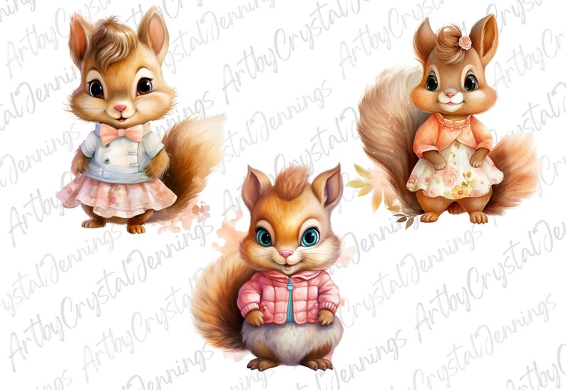 Adorable Squirrel Design, Squirrel Instant Download, Animal Art Gift