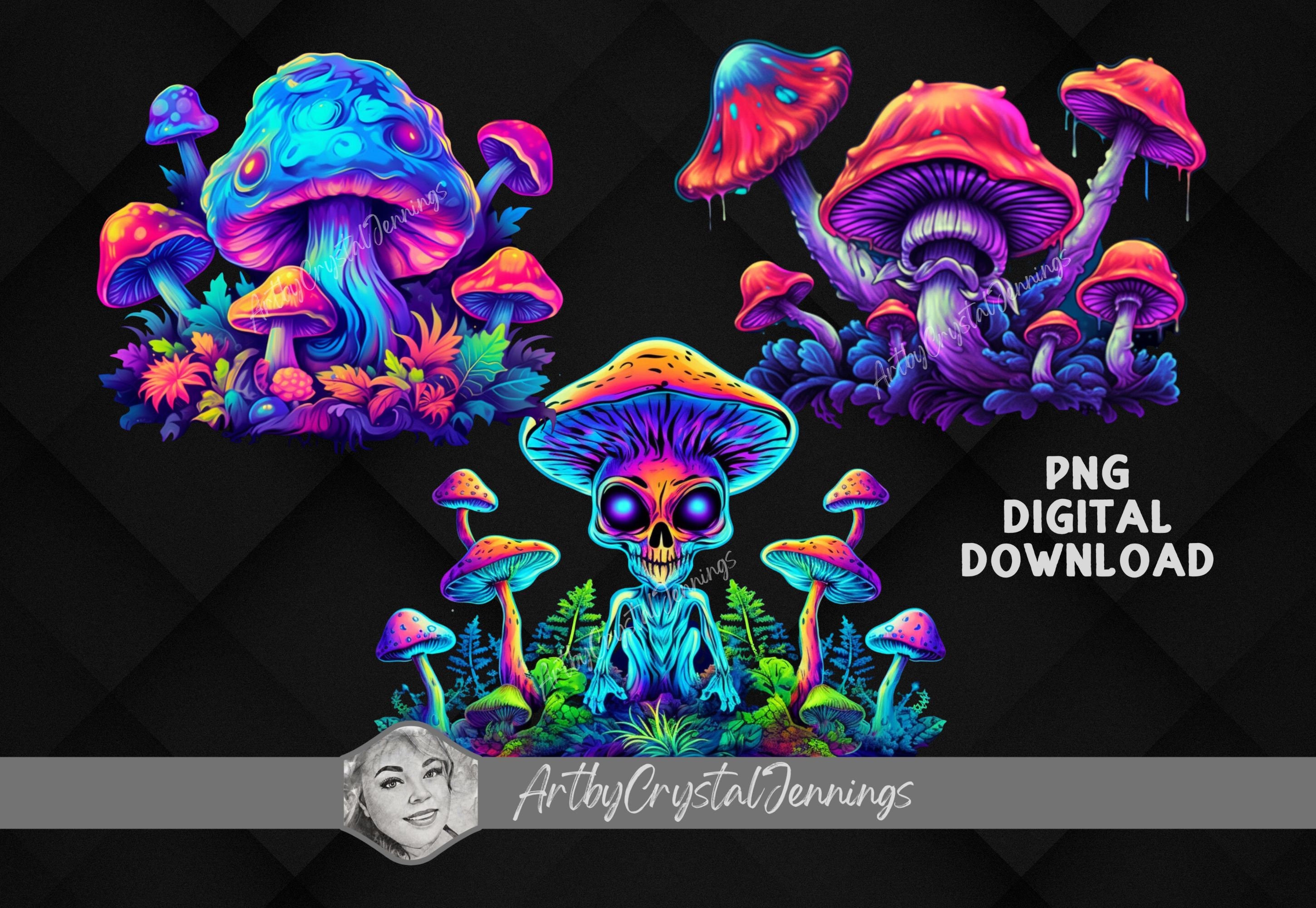 Psychedelic Trippy Mushroom Alien Design, Mushroom Instant