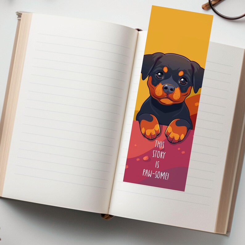 Rottweiler Laminated Puppy Dog Bookmark, 2x6 Dog Breed Bookmark, Dog ...
