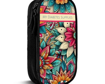 Etui na zestaw medyczny dla diabetyków Floral: organizer na przybory podróżne