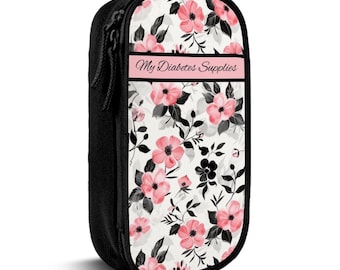 Estuche floral para botiquín médico para diabéticos: organizador de suministros de viaje