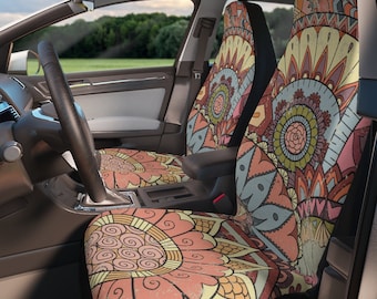 Boho Hippie Car Seat Covers Car Seat Accessory Retro Mod Car Decor Vehicle Hippie Van Seat Cover Car Gift