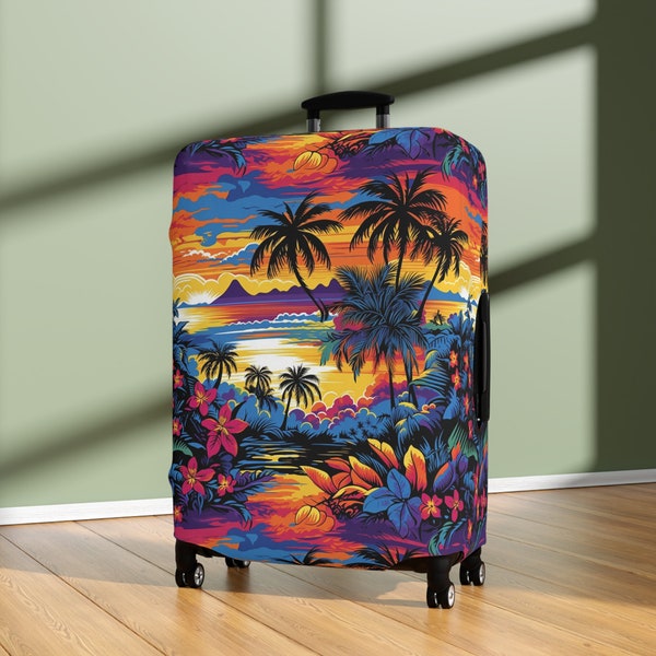 Tropical Paradise Luggage Cover, Travel Accessory Suitcase Protector, Travel Gift, Vacation Gift, Vacation Accessory, Travel Bag Protection