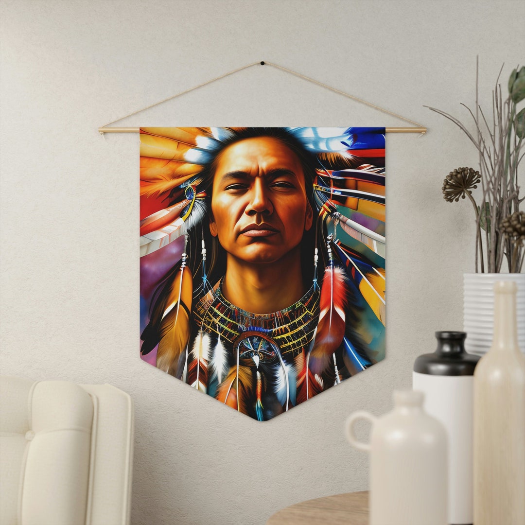 Native American Indian Wall Art Pennant, Indian Art, Native American