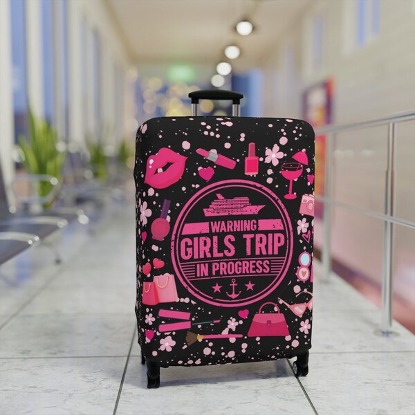 Pink Girls Trip Luggage Cover, Womans Luggage Protection Cover, Girls Trip Travel Accessory, Travel Bag Cover, Travel Gift For Her