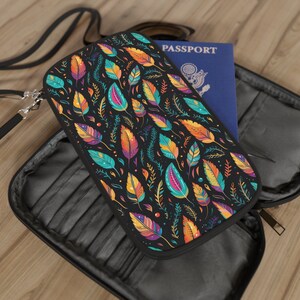 Titular del pasaporte Boho, billetera de pasaporte multicompartimento, regalo de viaje, regalo de vacaciones, billetera con correa, billetera de tarjeta de crédito Boho
