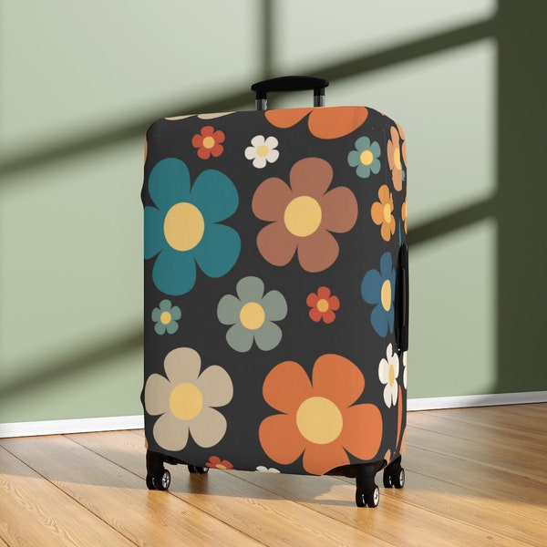 Hippie Boho Flower Power Luggage Cover, Boho Luggage Protection Cover, Flower Power Travel Accessory, Travel Bag Cover, Travel Gift