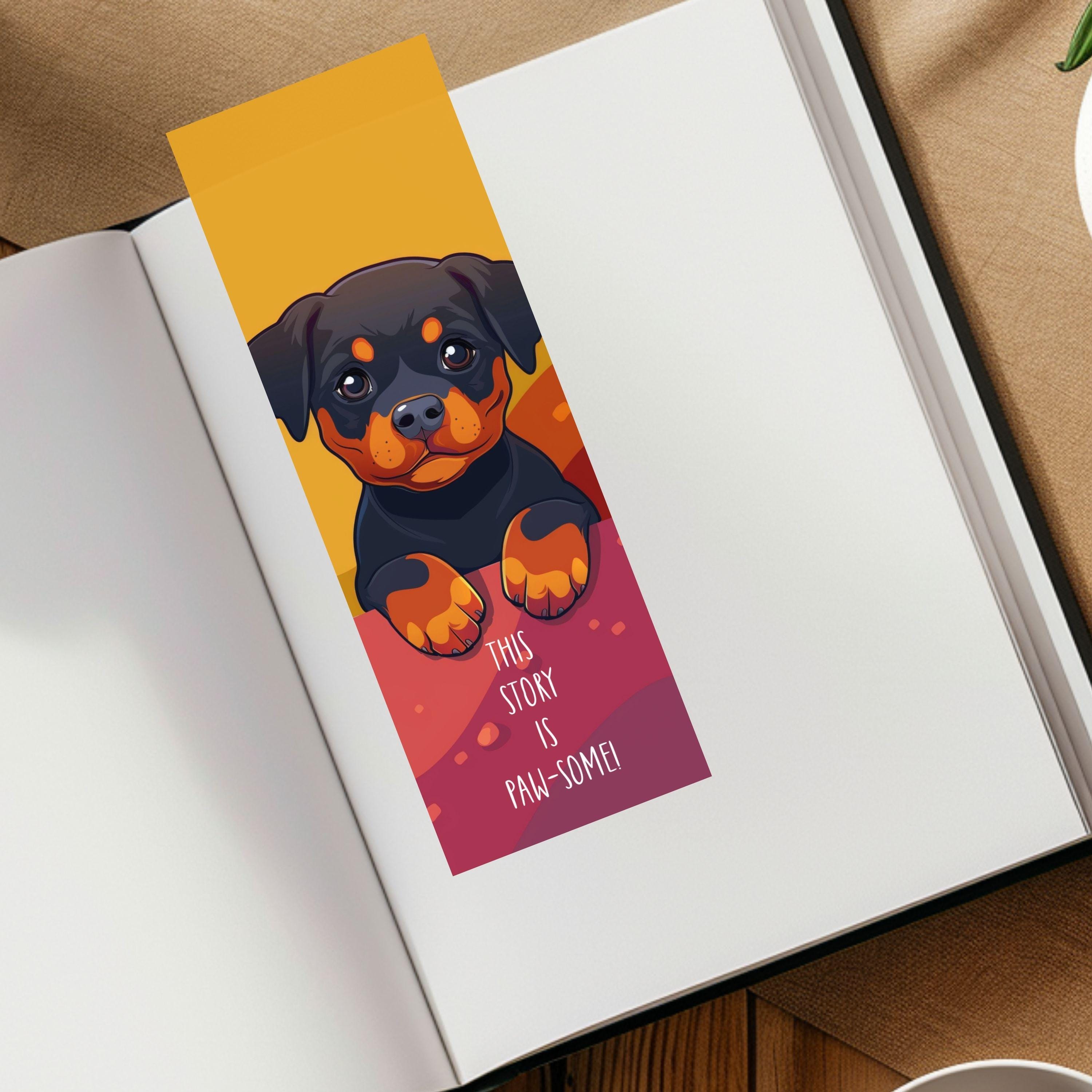 Rottweiler Laminated Puppy Dog Bookmark, 2x6 Dog Breed Bookmark, Dog ...