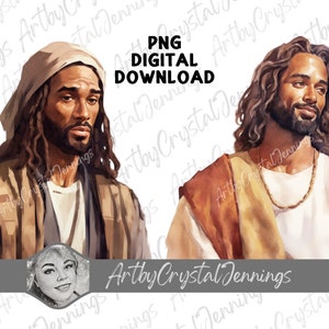African American Jesus Design Gift, Watercolor Black Jesus T Shirt Design, Religious Download, PNG DIGITAL DOWNLOADS, Jesus Instant Download