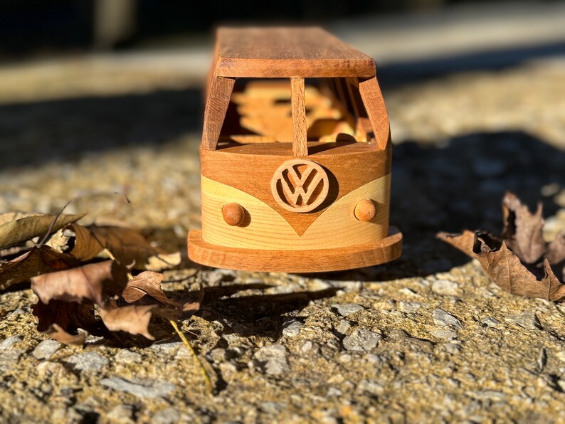 Vw wooden van model,vw bus,wooden handmade camper van, vw bus toy,wooden push car image 4