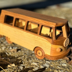 Vw wooden van model,vw bus,wooden handmade camper van, vw bus toy,wooden push car image 3