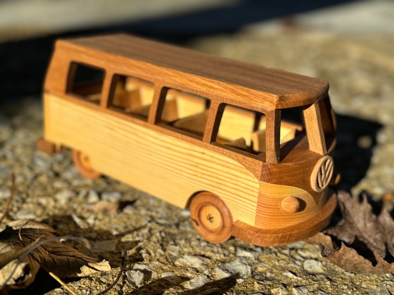 Vw wooden van model,vw bus,wooden handmade camper van, vw bus toy,wooden push car image 3