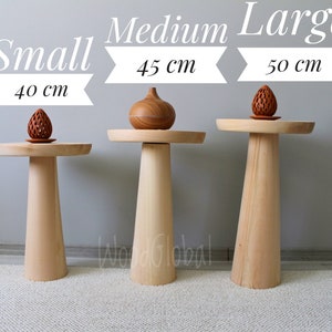 Wooden Mushroom Side Table Set,Coffee Table, End Table Decor Set, Solid Round Coffee Table