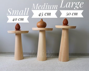 Wooden Mushroom Side Table Set,Coffee Table For Mothers Day, End Table Decor Set, Solid Round Coffee Table