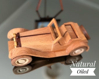 Handmade Wooden Car Toy: Customizable Beech & Plum Wood
