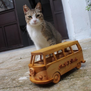 Vw wooden van model,vw bus,wooden handmade camper van, vw bus toy,wooden push car image 6