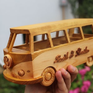 Vw wooden van model,vw bus,wooden handmade camper van, vw bus toy,wooden push car image 2