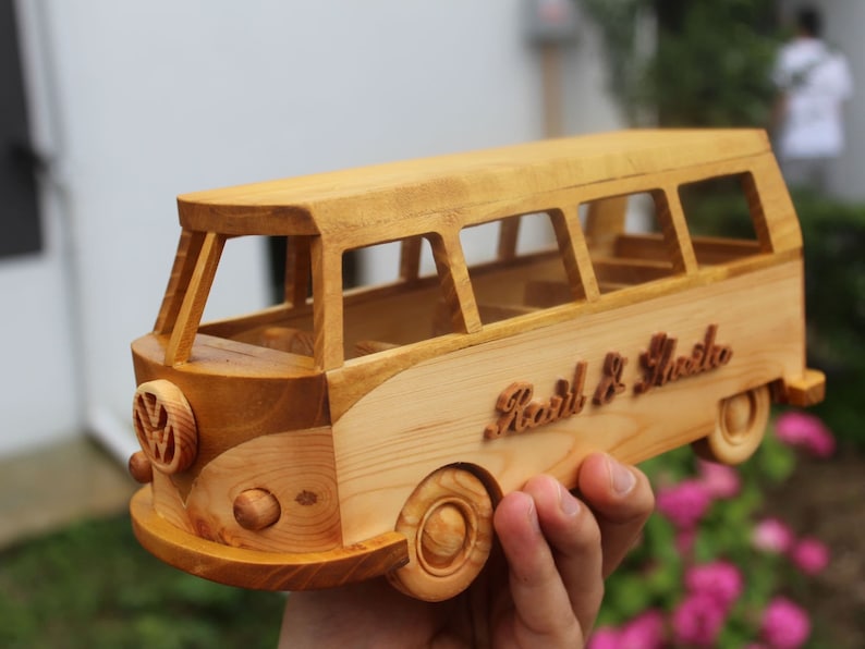 Vw wooden van model,vw bus,wooden handmade camper van, vw bus toy,wooden push car image 2