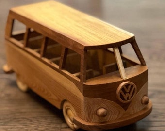 Vw wooden van model,vw bus,wooden handmade camper van, vw bus toy,wooden push car