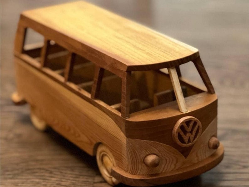 Vw wooden van model,vw bus,wooden handmade camper van, vw bus toy,wooden push car image 1