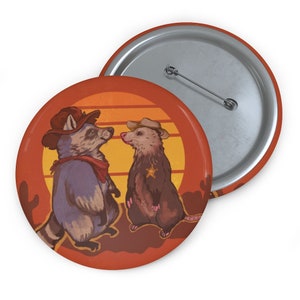 Amigos- Possum And Raccoon Pin Buttons