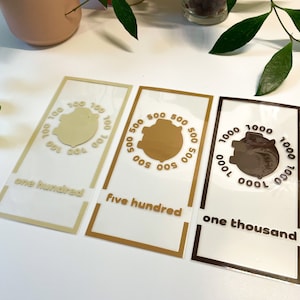 Recibos laminados para guardar dinero en efectivo de 1000/500/100. Dinero de apoyo para fondos de amortización. Inspirado en Dave Ramsey. Carpeta para rellenar con efectivo y elaborar presupuestos.