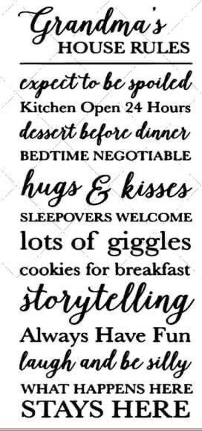 Grandma's House Rules Digital SVG, PNG Etsy
