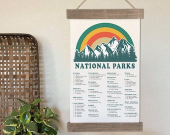 National Park Gifts, National Park Poster, National Park Checklist, Nature Lover Hiking Gifts