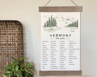 Vermont State Park Checklist, VT Wall Art, Camping Gifts To Check Off The Adventures And Travels