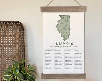 Illinois State Park Checklist Map, IL Wall Art, Check List For Your RV Travels And Adventures Around Illinois