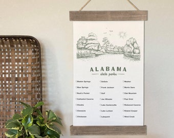 AL State Park Checklist, Alabama Wall Art, Great Hiking Gifts To Check Off The Vacations And Adventures