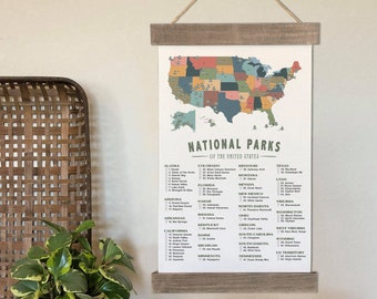 US National Park Checklist Map, Great Hiker Gift, Check Off Your Travels And Adventures Of The 63 National Parks Check List