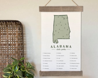 Alabama State Park Checklist Map, AL Wall Art Hiking Check List Of Your Travels And Adventures Gifts