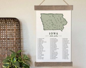 Iowa State Park Checklist Map, IA Wall Art Hiking Check List Of Your Travels And Adventures Gifts