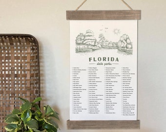 Florida State Park Checklist, FL Wall Art, Hiking Gifts To Check Off The Travels And Adventures