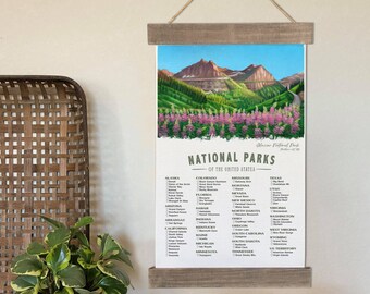 Glacier National Park Checklist Poster, Wall Art, US National Parks Check List