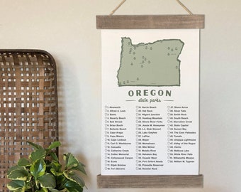 Oregon State Park Checklist Map, A Hiking Gift For All The Travels And Adventures Around Oregon