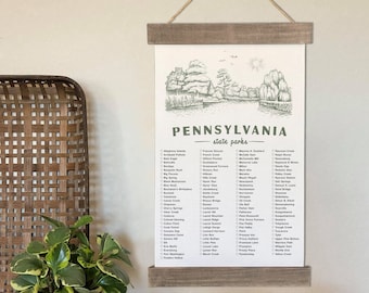 Pennsylvania State Park Checklist, PA Wall Art, Hiking Gifts To Check Off The Travels And Adventures