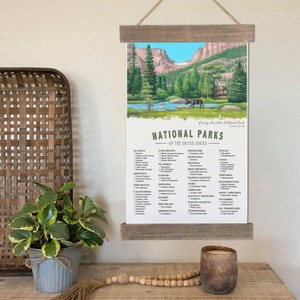 National Park Checklist Poster Wall Art, 63 National Parks Check List Canvas Hanging Canvas