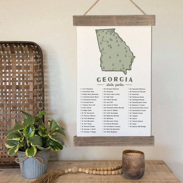 Georgia State Park Checklist Map, GA Wall Art Hiking Gift Check List For Travels And Adventures