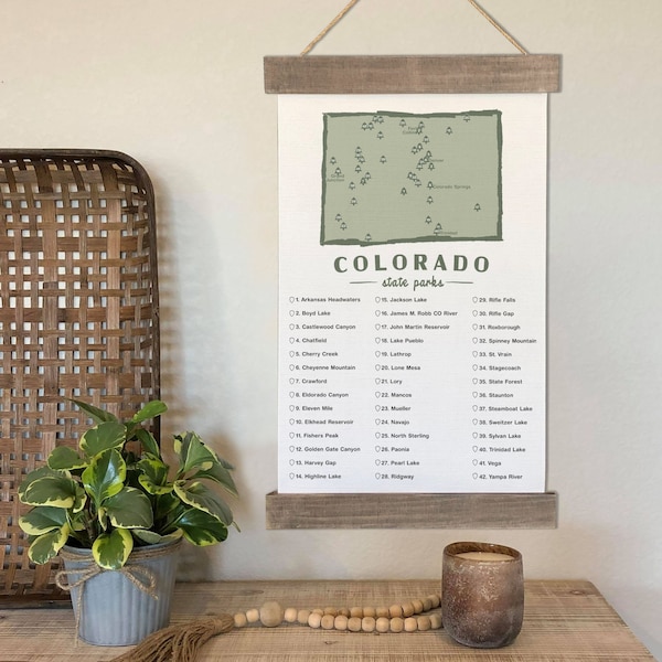 Colorado State Park Checklist Map, CO Wall Art Hiking Check List Of Your Travels And Adventures Gifts