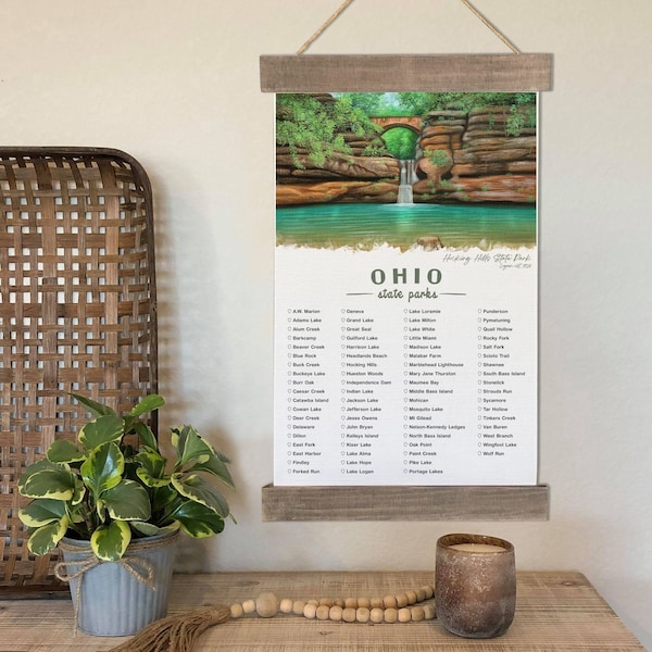 Ohio State Park Checklist, OH Wall Art Hiking Gift, Check List The Travels And Adventures Of Parks And Trails