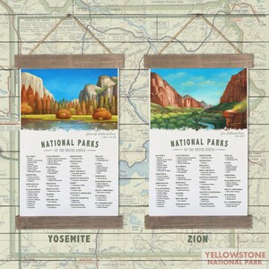 National Park Checklist Poster With Yellowstone Wall Art, Camping Decor To Check Off Your Adventures And Travels Of The 63 US National Parks image 10