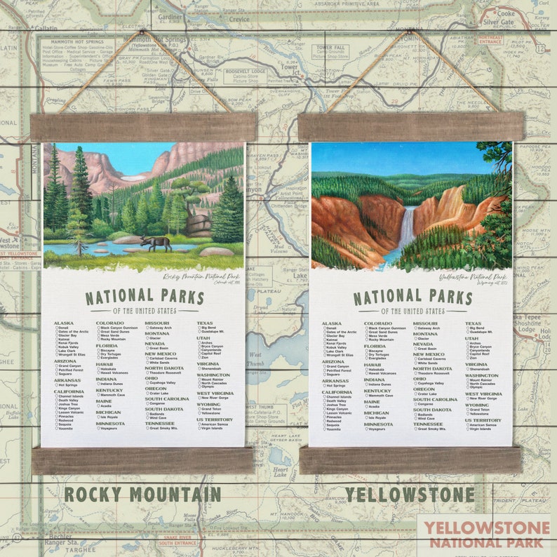 National Park Checklist Poster, Yosemite Wall Art Canvas, Hiking Gifts , RV Gifts, Camping Decor, NPS Travel Bucket List image 9