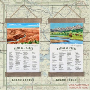 National Park Checklist Poster With Yellowstone Wall Art, Camping Decor To Check Off Your Adventures And Travels Of The 63 US National Parks image 5